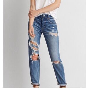 American Eagle Tomgirl Destroyed Jeans with Raw Hem. Stretch. Women’s 8